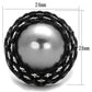 MATK2483 - IP Black(Ion Plating) Stainless Steel Ring with Synthetic Pearl in Gray