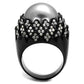 MATK2483 - IP Black(Ion Plating) Stainless Steel Ring with Synthetic Pearl in Gray