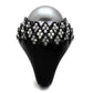 MATK2483 - IP Black(Ion Plating) Stainless Steel Ring with Synthetic Pearl in Gray