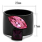 MATK2484 - IP Black(Ion Plating) Stainless Steel Ring with Top Grade Crystal  in Rose