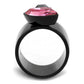 MATK2484 - IP Black(Ion Plating) Stainless Steel Ring with Top Grade Crystal  in Rose