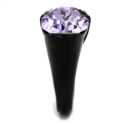 MATK2485 - IP Black(Ion Plating) Stainless Steel Ring with Top Grade Crystal  in Violet