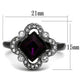 MATK2489 - Two-Tone IP Black Stainless Steel Ring with Top Grade Crystal  in Fuchsia
