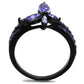 MATK2490 - IP Black(Ion Plating) Stainless Steel Ring with Top Grade Crystal  in Tanzanite