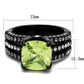 MATK2491 - IP Black(Ion Plating) Stainless Steel Ring with AAA Grade CZ  in Apple Green color