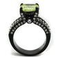MATK2491 - IP Black(Ion Plating) Stainless Steel Ring with AAA Grade CZ  in Apple Green color