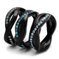 MATK2492 - IP Black(Ion Plating) Stainless Steel Ring with Top Grade Crystal  in Sea Blue