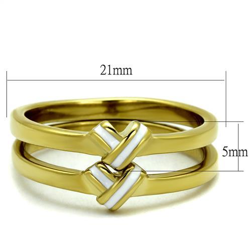 MATK2494 - IP Gold(Ion Plating) Stainless Steel Ring with Epoxy  in White