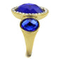 MATK2495 - IP Gold(Ion Plating) Stainless Steel Ring with Synthetic Synthetic Glass in Sapphire