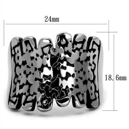 MATK2500 - High polished (no plating) Stainless Steel Ring with Epoxy  in Jet