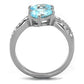 MATK2501 - High polished (no plating) Stainless Steel Ring with AAA Grade CZ  in Sea Blue
