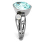 MATK2502 - High polished (no plating) Stainless Steel Ring with Top Grade Crystal  in Sea Blue