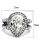 MATK2504 - High polished (no plating) Stainless Steel Ring with Top Grade Crystal  in Clear