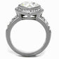 MATK2504 - High polished (no plating) Stainless Steel Ring with Top Grade Crystal  in Clear