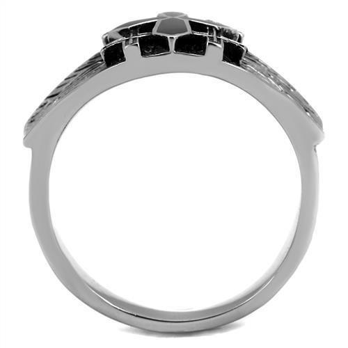 MATK2505 - High polished (no plating) Stainless Steel Ring with Epoxy  in Jet