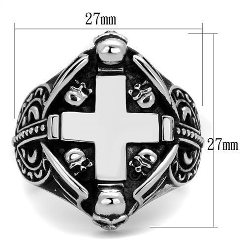 MATK2506 - High polished (no plating) Stainless Steel Ring with Epoxy  in Jet