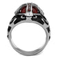 MATK2507 - High polished (no plating) Stainless Steel Ring with AAA Grade CZ  in Garnet