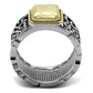 MATK2509 - Two-Tone IP Gold (Ion Plating) Stainless Steel Ring with Epoxy  in Jet