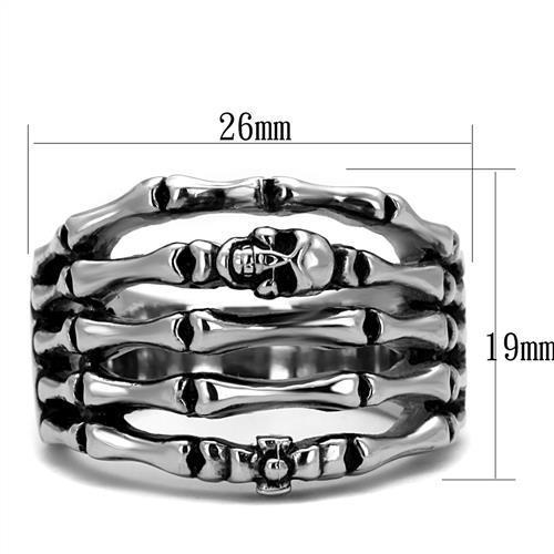 MATK2512 - High polished (no plating) Stainless Steel Ring with Epoxy  in Jet