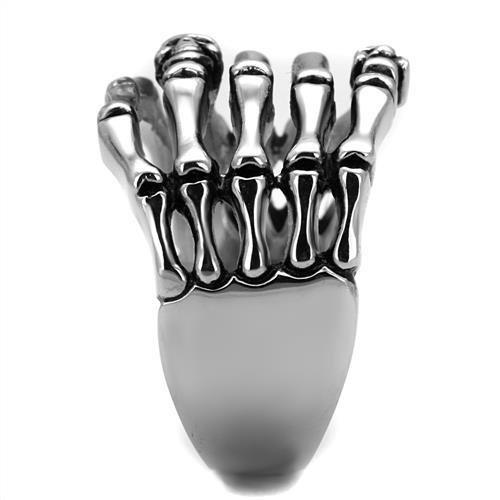 MATK2512 - High polished (no plating) Stainless Steel Ring with Epoxy  in Jet