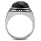 MATK2514 - High polished (no plating) Stainless Steel Ring with Synthetic Onyx in Jet
