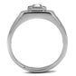 MATK2518 - High polished (no plating) Stainless Steel Ring with AAA Grade CZ  in Clear
