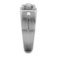 MATK2518 - High polished (no plating) Stainless Steel Ring with AAA Grade CZ  in Clear