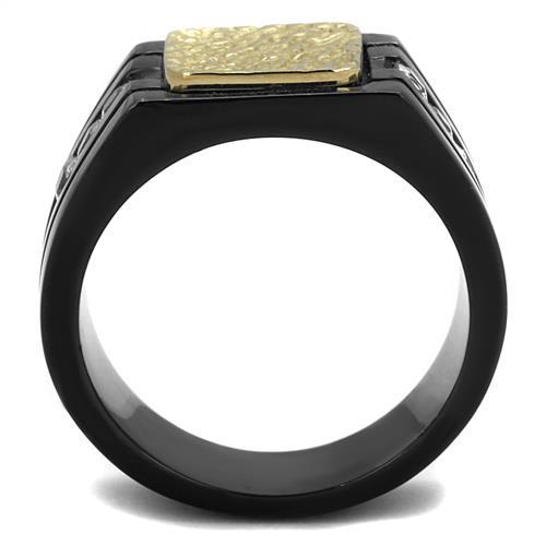MATK2519 - Two-Tone IP Gold (Ion Plating) Stainless Steel Ring with AAA Grade CZ  in Clear