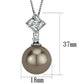 MATK2526 - High polished (no plating) Stainless Steel Chain Pendant with Synthetic Glass Bead in Gray