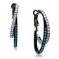 MATK2533 - Two-Tone IP Black (Ion Plating) Stainless Steel Earrings with Top Grade Crystal  in Blue Zircon