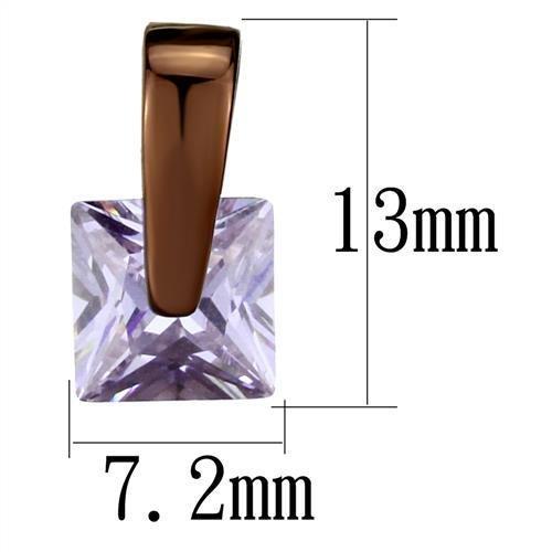 MATK2541 - IP Dark Brown (IP coffee) Stainless Steel Earrings with AAA Grade CZ  in Light Amethyst
