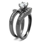 MATK2546 - IP Light Black  (IP Gun) Stainless Steel Ring with AAA Grade CZ  in Clear