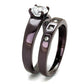 MATK2547 - IP Dark Brown (IP coffee) Stainless Steel Ring with AAA Grade CZ  in Clear