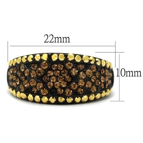 MATK2552 - IP Black(Ion Plating) Stainless Steel Ring with Top Grade Crystal  in Multi Color