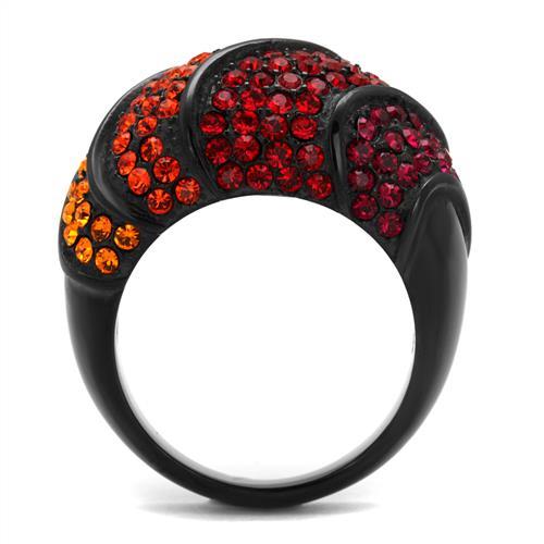 MATK2553 - IP Black(Ion Plating) Stainless Steel Ring with Top Grade Crystal  in Multi Color