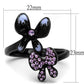 MATK2554 - IP Black(Ion Plating) Stainless Steel Ring with Top Grade Crystal  in Light Amethyst