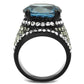 MATK2555 - IP Black(Ion Plating) Stainless Steel Ring with AAA Grade CZ  in London Blue