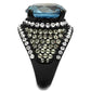 MATK2555 - IP Black(Ion Plating) Stainless Steel Ring with AAA Grade CZ  in London Blue