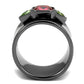 MATK2556 - IP Light Black  (IP Gun) Stainless Steel Ring with Synthetic Synthetic Glass in Multi Color