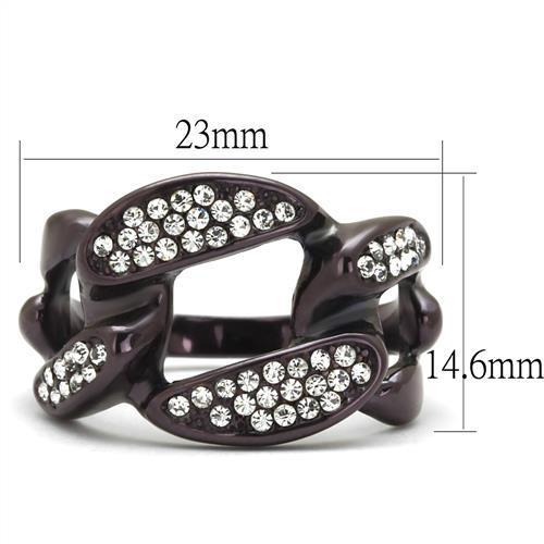 MATK2558 - IP Dark Brown (IP coffee) Stainless Steel Ring with Top Grade Crystal  in Clear