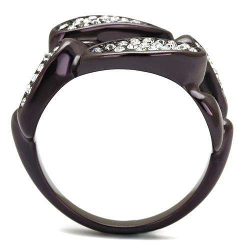 MATK2558 - IP Dark Brown (IP coffee) Stainless Steel Ring with Top Grade Crystal  in Clear