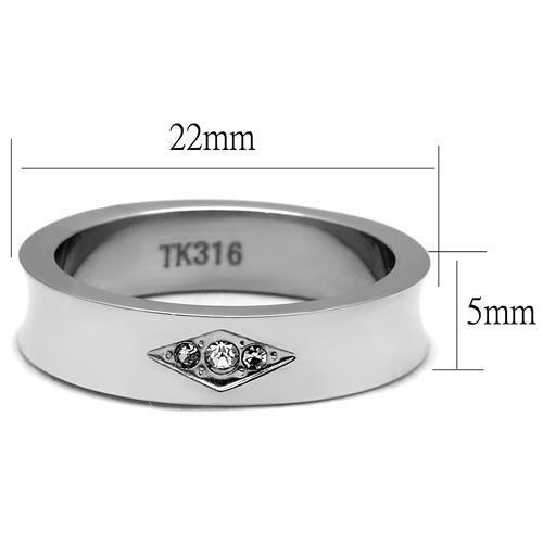 MATK2562 - High polished (no plating) Stainless Steel Ring with Top Grade Crystal  in Clear