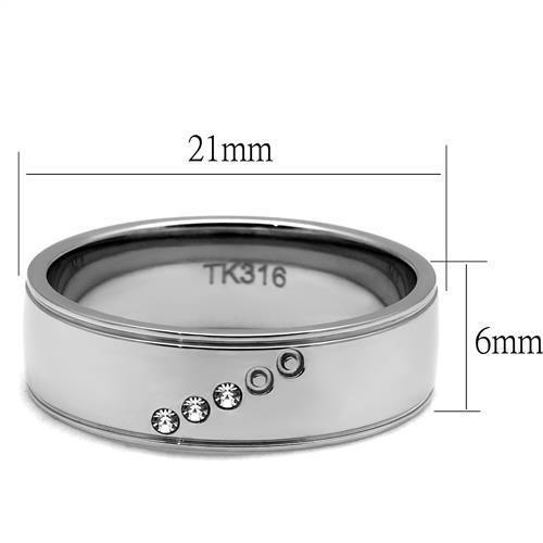 MATK2564 - High polished (no plating) Stainless Steel Ring with Top Grade Crystal  in Clear