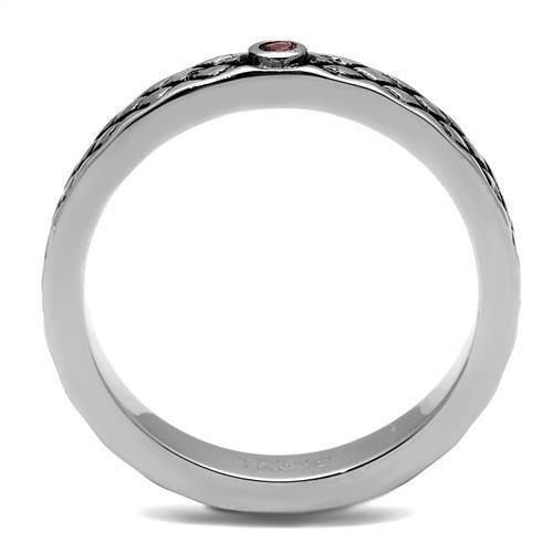 MATK2566 - High polished (no plating) Stainless Steel Ring with Top Grade Crystal  in Rose