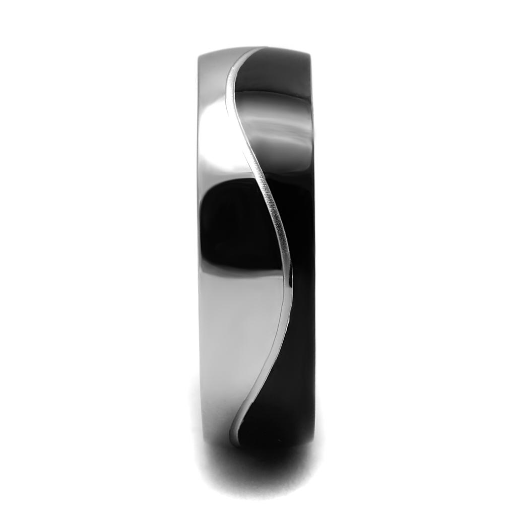 MATK2567 - Two-Tone IP Black (Ion Plating) Stainless Steel Ring with No Stone