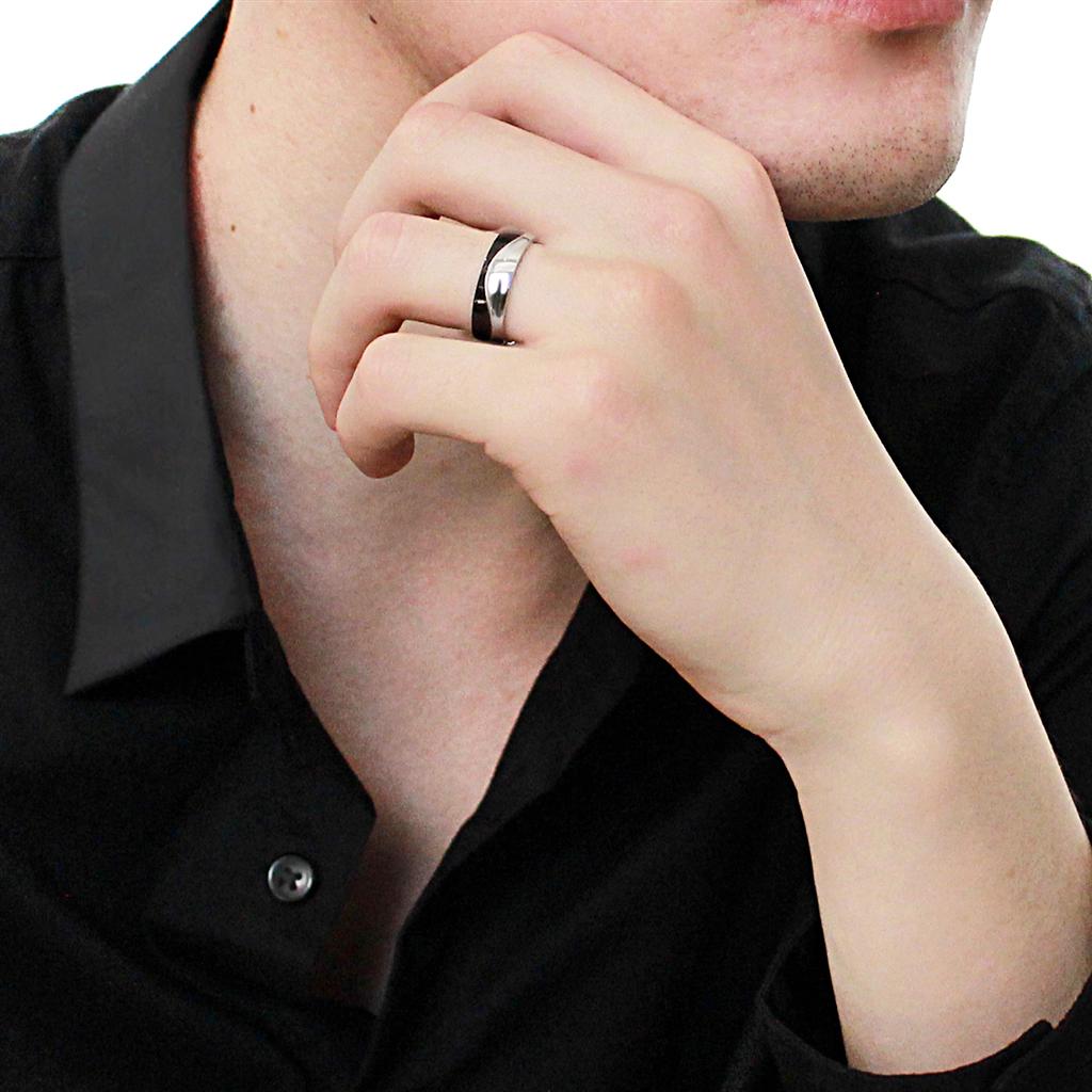 MATK2567 - Two-Tone IP Black (Ion Plating) Stainless Steel Ring with No Stone