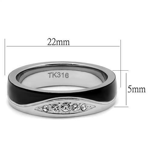 MATK2568 - Two-Tone IP Black (Ion Plating) Stainless Steel Ring with Top Grade Crystal  in Clear