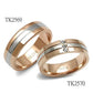 MATK2570 - Two-Tone IP Rose Gold Stainless Steel Ring with Top Grade Crystal  in Clear
