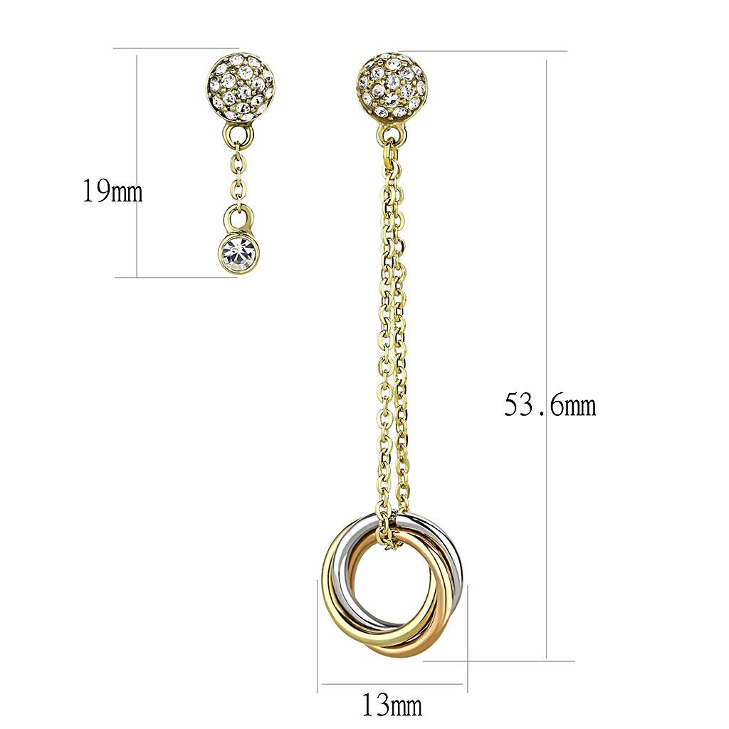 MATK2579 - IP Gold & IP Rose Gold (Ion Plating) Stainless Steel Earrings with Top Grade Crystal  in Clear