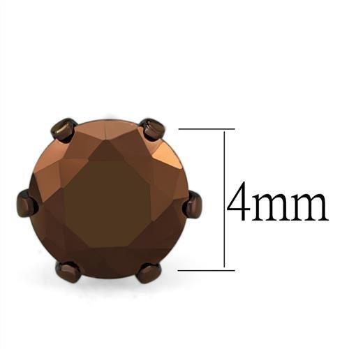 MATK2585 - Two Tone IP Light Brown (IP Light coffee) Stainless Steel Earrings with AAA Grade CZ  in Light Coffee